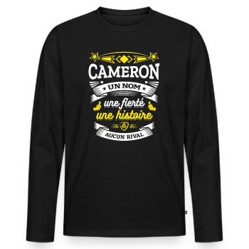 CAMERON UN NOM UNE FIERTÉ AUCUN RIVAL - T-shirt manches longues Premium bio Homme - noir - Devant - Nico (187cm)