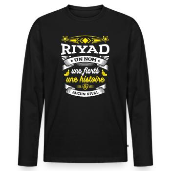 RIYAD UN NOM UNE FIERTÉ AUCUN RIVAL - T-shirt manches longues Premium bio Homme - noir - Devant - Nico (187cm)
