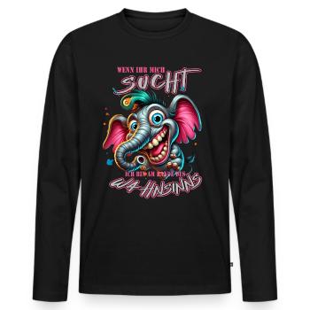 Wenn ihr mich sucht ich bin am Rande des Wahnsinns - Männer Premium Bio Langarmshirt - Schwarz - Vorne - Nico (187cm)