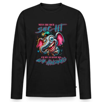 Wenn ihr mich sucht, ich bin am Rande des Wahnsinn - Männer Premium Bio Langarmshirt - Schwarz - Vorne - Nico (187cm)