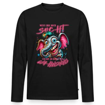 Wenn ihr mich sucht, ich bin am Rande des Wahnsinn - Männer Premium Bio Langarmshirt - Schwarz - Vorne - Nico (187cm)