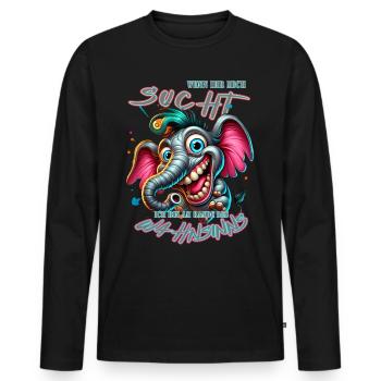 Wenn ihr mich sucht, ich bin am Rande des Wahnsinn - Männer Premium Bio Langarmshirt - Schwarz - Vorne - Nico (187cm)