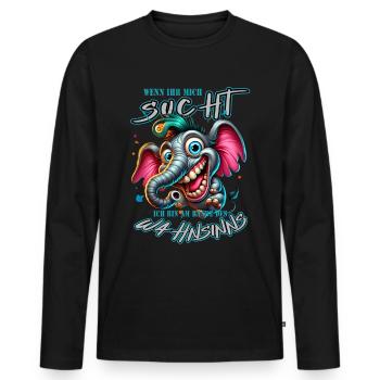 Wenn ihr mich sucht, ich bin am Rande des Wahnsinn - Männer Premium Bio Langarmshirt - Schwarz - Vorne - Nico (187cm)
