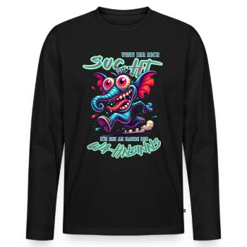 Wenn ihr mich sucht, ich bin am Rande des Wahnsinn - Männer Premium Bio Langarmshirt - Schwarz - Vorne - Nico (187cm)
