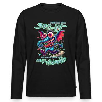 Wenn ihr mich sucht, ich bin am Rande des Wahnsinn - Männer Premium Bio Langarmshirt - Schwarz - Vorne - Nico (187cm)