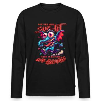 Wenn ihr mich sucht, ich bin am Rande des Wahnsinn - Männer Premium Bio Langarmshirt - Schwarz - Vorne - Nico (187cm)