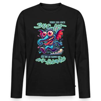 Wenn ihr mich sucht, ich bin am Rande des Wahnsinn - Männer Premium Bio Langarmshirt - Schwarz - Vorne - Nico (187cm)