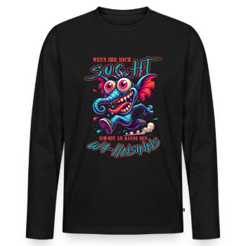 Wenn ihr mich sucht, ich bin am Rande des Wahnsinn - Männer Premium Bio Langarmshirt - Schwarz - Vorne - Nico (187cm)