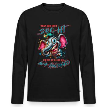Wenn ihr mich sucht, ich bin am Rande des Wahnsinn - Männer Premium Bio Langarmshirt - Schwarz - Vorne - Nico (187cm)