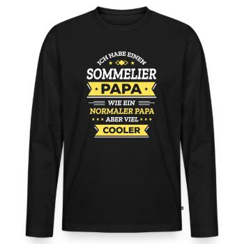 SOMMELIER PAPA: GEBURTSTAG WEIHNACHTEN VATERTAG - Männer Premium Bio Langarmshirt - Schwarz - Vorne - Nico (187cm)
