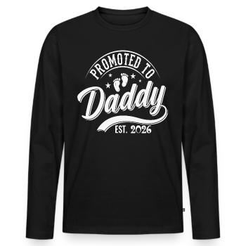Beförderung zum Papa 2026 - Männer Premium Bio Langarmshirt - Schwarz - Vorne - Nico (187cm)