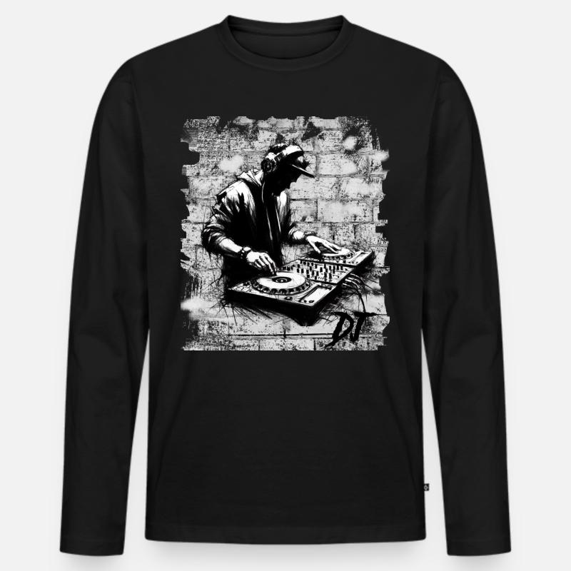DJ - Männer Premium Bio Langarmshirt - Schwarz