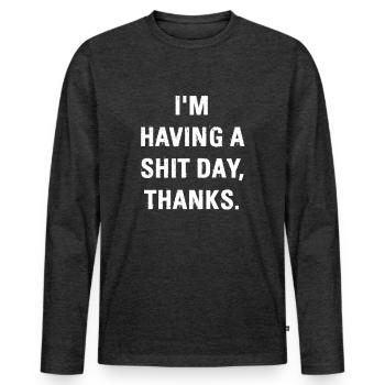 SHIT DAY MAUVAIS JOUR - T-shirt manches longues Premium bio Homme - anthracite chiné - Devant - Nico (187cm)