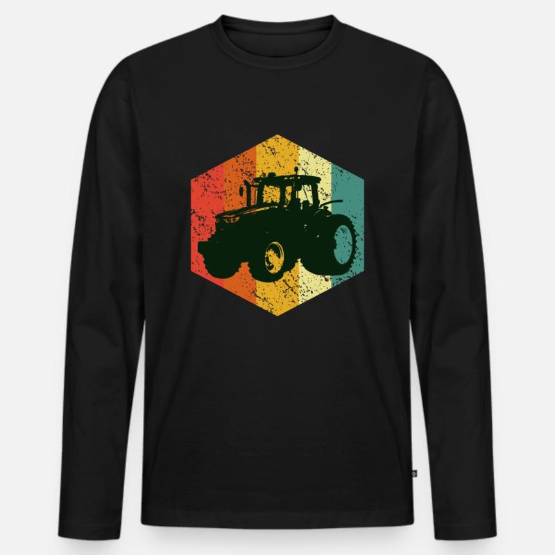 Traktor T-Shirt - Männer Premium Bio Langarmshirt - Schwarz