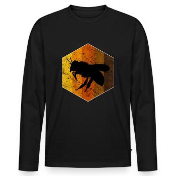 Retro Biene T-Shirt Bienen - Männer Premium Bio Langarmshirt - Schwarz - Vorne - Nico (187cm)