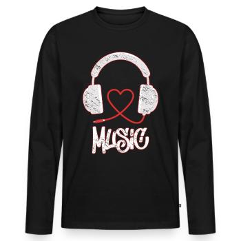 J'AIME LA MUSIQUE T-SHIRT - T-shirt manches longues Premium bio Homme - noir - Devant - Nico (187cm)