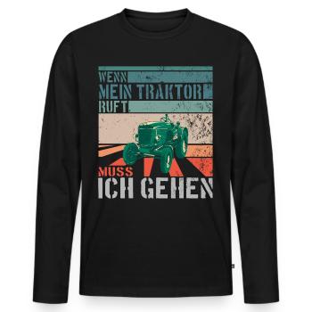 Traktorfan Traktor fahren - Männer Premium Bio Langarmshirt - Schwarz - Vorne - Nico (187cm)