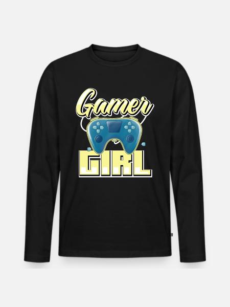 Gamer Girl Cute Anime Style Video Gamer Girl - Men's Premium Organic Long Sleeve Shirt - black