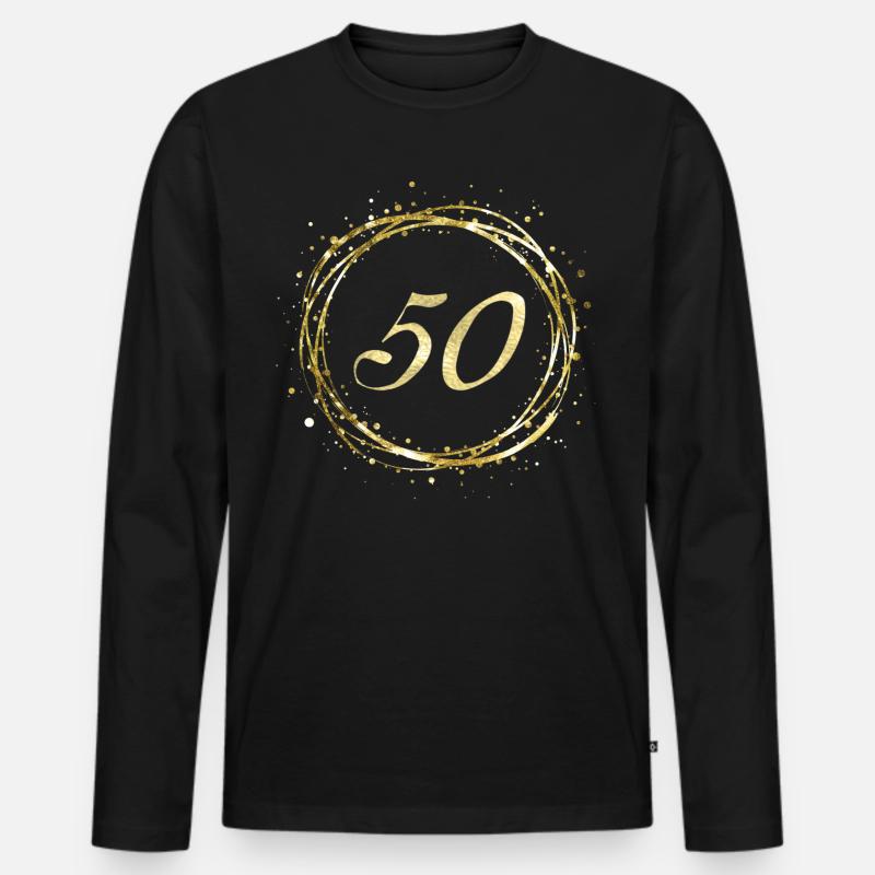50 - Männer Premium Bio Langarmshirt - Schwarz