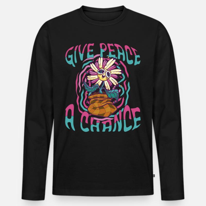 Trippy Flower - Männer Premium Bio Langarmshirt - Schwarz