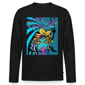 Trippy Woman GOA - Men's Premium Organic Long Sleeve Shirt - black - Front - Nico (187cm)