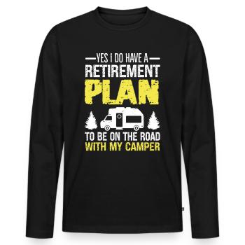 Retired Camping Plan For Retirees Retired - Men's Premium Organic Long Sleeve Shirt - black - Front - Nico (187cm)