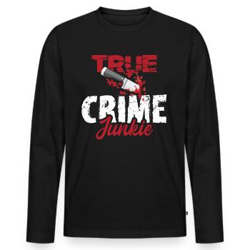 True Crime Junkie - Männer Premium Bio Langarmshirt - Schwarz - Vorne - Nico (187cm)