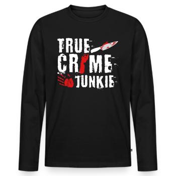 True Crime Junkie - Männer Premium Bio Langarmshirt - Schwarz - Vorne - Nico (187cm)
