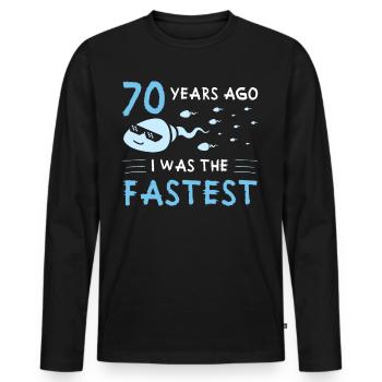 70 years ago I was the fastest 70th birthday - Men's Premium Organic Long Sleeve Shirt - black - Front - Nico (187cm)