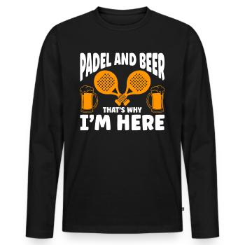 Funny Padel Saying Padel and Beer Padel Tennis - Men's Premium Organic Long Sleeve Shirt - black - Front - Nico (187cm)