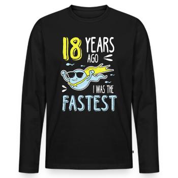 Il y a 18 ans, j’étais le 18e anniversaire le plus rapide - T-shirt manches longues Premium bio Homme - noir - Devant - Nico (187cm)