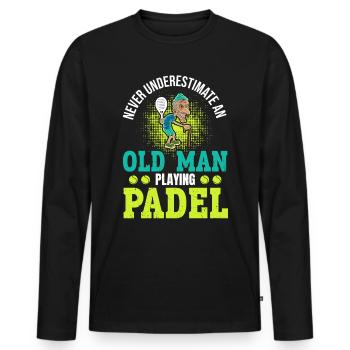 Cool Padel Papa Joueur de Padel Père - T-shirt manches longues Premium bio Homme - noir - Devant - Nico (187cm)
