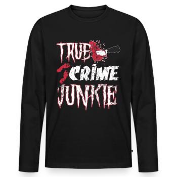 Accro au vrai crime - T-shirt manches longues Premium bio Homme - noir - Devant - Nico (187cm)
