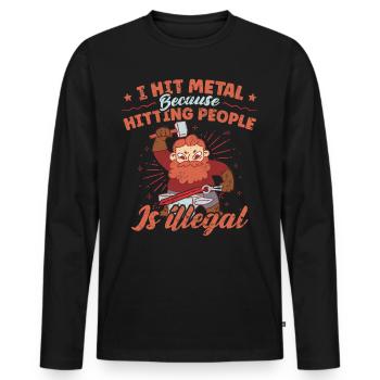 J’ai frappé Metal Drôle de forgeron Citation - T-shirt manches longues Premium bio Homme - noir - Devant - Nico (187cm)