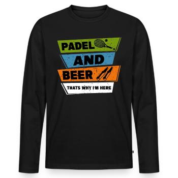 Funny Padel Saying Padel and Beer Padel Tennis - Men's Premium Organic Long Sleeve Shirt - black - Front - Nico (187cm)