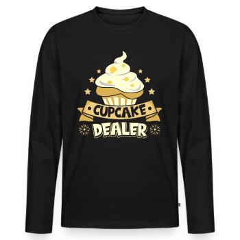 Cupcake Design für Konditor | Cupcake Dealer - Männer Premium Bio Langarmshirt - Schwarz - Vorne - Nico (187cm)