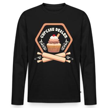 Cupcake Design für Konditor | Cupcake Dealer - Männer Premium Bio Langarmshirt - Schwarz - Vorne - Nico (187cm)