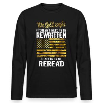 US Flag Regular Dad Raising Wolves Not Sheep - Männer Premium Bio Langarmshirt - Schwarz - Vorne - Nico (187cm)