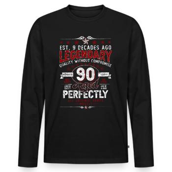 Vintage Legendary - Aged perfectly 90th birthday - Men's Premium Organic Long Sleeve Shirt - black - Front - Nico (187cm)