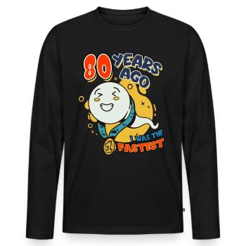 Il y a 80 ans, j’étais le 80e anniversaire le plus rapide - T-shirt manches longues Premium bio Homme - noir - Devant - Nico (187cm)