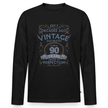 Vintage Legendary - Aged perfectly 90th birthday - Men's Premium Organic Long Sleeve Shirt - black - Front - Nico (187cm)