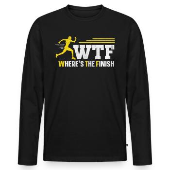 WTF - Où est le coureur de marathon amusant d’arrivée - T-shirt manches longues Premium bio Homme - noir - Devant - Nico (187cm)