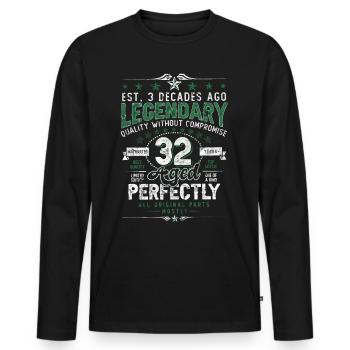 Vintage Légendaire - Vieilli parfaitement 32ème anniversaire - T-shirt manches longues Premium bio Homme - noir - Devant - Nico (187cm)