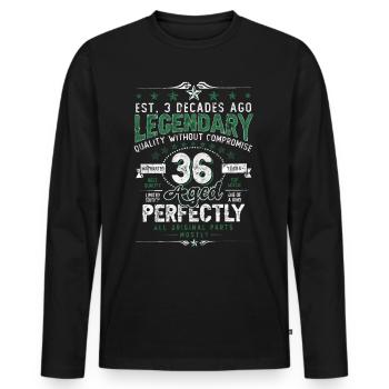 Vintage Légendaire - Vieilli parfaitement 36ème anniversaire - T-shirt manches longues Premium bio Homme - noir - Devant - Nico (187cm)