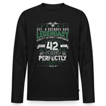 Vintage Légendaire - Vieilli parfaitement 42ème anniversaire - T-shirt manches longues Premium bio Homme - noir - Devant - Nico (187cm)