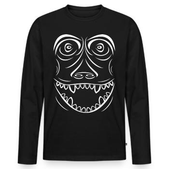 Drôle de singe style vaudou - T-shirt manches longues Premium bio Homme - noir - Devant - Nico (187cm)