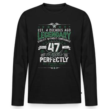 Vintage Légendaire - Vieilli parfaitement 47ème anniversaire - T-shirt manches longues Premium bio Homme - noir - Devant - Nico (187cm)