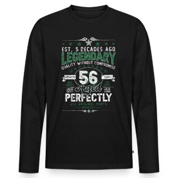 Vintage Légendaire - Vieilli parfaitement 56ème anniversaire - T-shirt manches longues Premium bio Homme - noir - Devant - Nico (187cm)