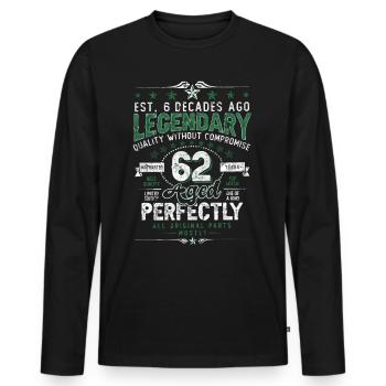 Vintage Légendaire - Vieilli parfaitement 62ème anniversaire - T-shirt manches longues Premium bio Homme - noir - Devant - Nico (187cm)