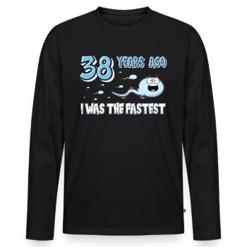 Il y a 38 ans, j’étais le 38e anniversaire le plus rapide - T-shirt manches longues Premium bio Homme - noir - Devant - Nico (187cm)